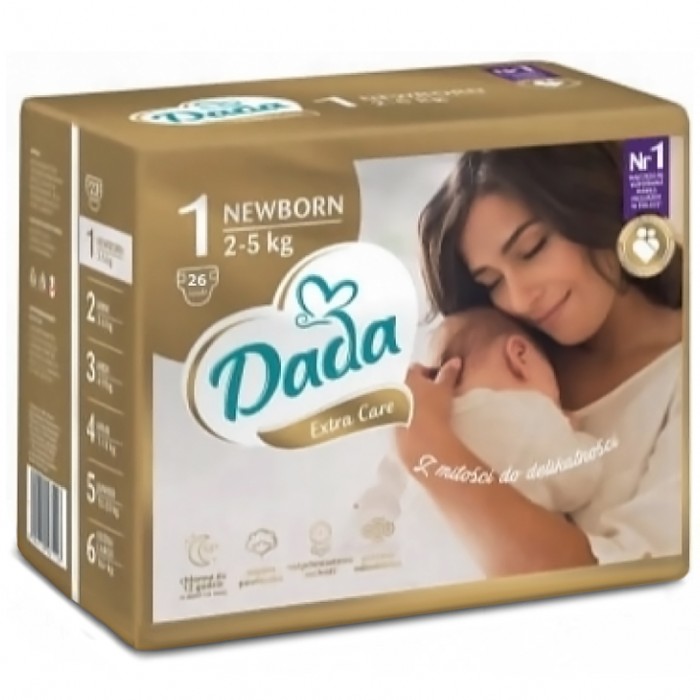 Підгузки дитячі Dada Extra Care, розмір 1 (2–5 кг), 26 шт - 